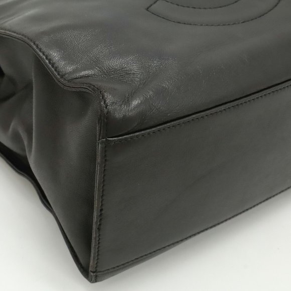 CHANEL Coco Mark Chain Tote Bag Shoulder Leather Black - Picture 4 of 10
